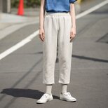 脚のラインを拾わない細見えテーパード　リネンパンツ　九分丈パンツ　210505