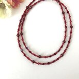 一連 クラシカル ロングネックレス ダーク レッド 赤 チェコガラス ビーズ パール