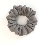 リネンのシュシュ...グレーベージュ...ゴム穴付き