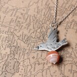 鳥とアゲートのネックレス　silver