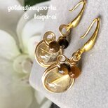 シルバー925 ゴールドルチルクォーツ＆タイガーアイ 金運アップ天然石 イヤリング ノンホールピアス 変更無料