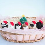 【受注製作】まゆ柴犬・パグ・パンダの赤ちゃんサンタ各種　羊毛フェルト
