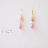 d93-71【なでしこ】しずくドロップと【インカローズ】のアレンジピアス（パーツ変更可能）の画像