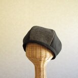 6枚はぎのベレー帽　ヘリンボーン、ブラック