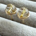 ゴールドルチル クォーツ  1粒ピアス  14kgf