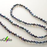 【再再出品】淡水パール・メタリックネイビー(バロック)のロングネックレスの画像