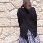 『スリット入りロングテール』トップス・長袖 ブラック　 No.218