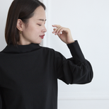 【✨再販3サイズ】ゆとりボトルネック バルーン袖　長袖　ブラック　0261BK