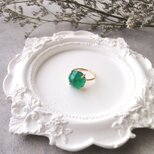 天然石のシンプルリング ■ Round 12mm ■ グリーンオニキス　ローズカット加工