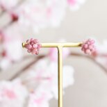 【イヤリング】紫陽花 ピンクトルマリンの画像