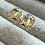 太陽放射ルチル クォーツ  1粒ピアス  14kgf