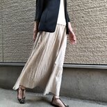 『ず～っと触れていたい♥快適リネン』ロングスカート（生成りベージュ）の画像