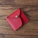 イタリア製牛革のコンパクト財布3 ／ レッド※受注製作