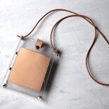PVC×レザー ナチュラル スマホショルダー サコッシュ 肩掛けバッグ 【受注生産品】の画像