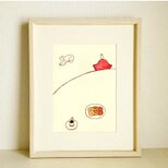 【受注制作｜うちの子オーダーOK】犬の絵｜原画「ドーナツ」※木製額縁入り（インチサイズ）
