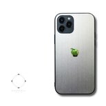 【まるで金属のようなiPhoneケース】 iPhoneケースカバー（シルバー×ブラック）青リンゴ　耐衝撃　13/12/11~の画像