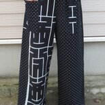 古布リメイク　久留米絣のワイドパンツ　着物リメイク　ハッピ　時々堂　ゆったりサイズの画像