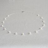 ベビーパールステーションネックレス K10ホワイトゴールド / プラチナ850