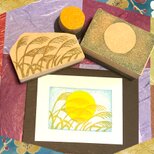 ⁂秋のはんこ〓《色分けできる》【満月&すすき】4×6cm