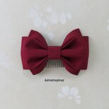 縮緬生地　髪飾り <中>縮緬リボン(ワイン色)袴・着物・成人式・卒業式・七五三・和装小物