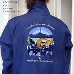 坂の街と花売り馬ガール/リップストップ・ライトジャケット/ハンドクラフト/撥水/屋外作業/ネイビー/デザイン変更調整可の画像
