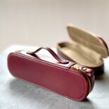 イタリアンレザーの大人可愛いペンケース　◆ワイン