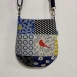 しずく型ポシェット　パッチワーク　ネイビー