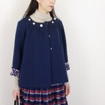 [予約販売] キルトニットネイビーヨーク切替ジュエリーボタンジャケット**セットアップにもなります
