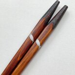 《再販》[菜箸] 摺り漆ワンポイント菜箸 〈銀のさかな〉(糸なし)