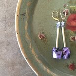 brass×チャロアイト×ダブルポイントクリスタルピアス（TJ11022）