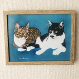 猫イラスト　「青い猫」（複製画）