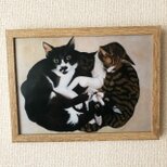 猫イラスト「なかよし四ひき」（複製画）