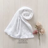 おしゃれな 花柄 刺繍 白 ホワイト 綿100% ストール