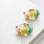 春の虹 春限定【チタンピアス】虹色・レインボー レースフープ 小／マカロンカラー