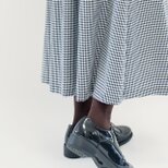 ★残少★ 上質を極めたギンガムチェックを年間楽しむ 白黒 ロングスカート ●ALICIA●