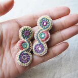 まる3つミラー刺繍ピアスの画像