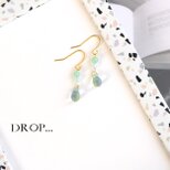 d81-60【アクアマリン×レモン】チェコドロップと【カルセドニー】のアレンジピアス (パーツ変更可能)の画像