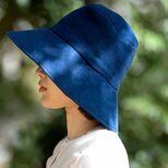 Organiccotton　日よけ帽子（藍染ガーゼ）の画像