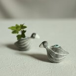 土鳥 / ストライプ（ミニ）　花器　一輪挿しの画像