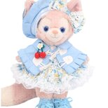 リーナベル 服 着せ替え コスチューム ダッフルケープ付花柄ドレス ブルー 本体無 Sサイズ用の画像