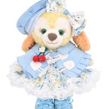 クッキーアン 服 着せ替え コスチューム ダッフルケープ付花柄ドレス ブルー 本体無 Sサイズ用の画像