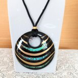 輪島塗ペンダント　　大　黒　　ウエーブの画像