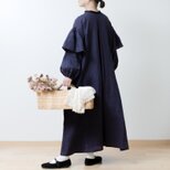 ダブルスリーブAラインリネンワンピース/パープルネイビーの画像
