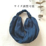 調整可能＊リネンのターバン...ロイヤルブルー...薄手の画像