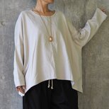 ふわっと起毛コットン、シンプル長袖トップス/ライトグレーの画像