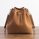 帆布マルチショルダーバッグ Lサイズ【ブラウン】3WAY可愛い巾着バッグ 手提げ/肩掛け/斜めがけ/リュックサック