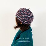 残少⭐️3点売れました⭐️《トリコロール ツイード》ネイビー 紺色 赤 綿 秋 冬 春 ナチュラル かぼちゃ ベレー 帽子