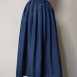 10ozデニム　タックギャザースカート