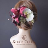 百合と胡蝶蘭のヘッドドレス/ヘアアクセサリー＊ウェディング 結婚式 白無垢 和装 成人式 卒業式 髪飾り 袴 前撮り