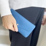 【新仕様】進化を遂げたイタリアンレザー・ミニマル長財布[ブルー]